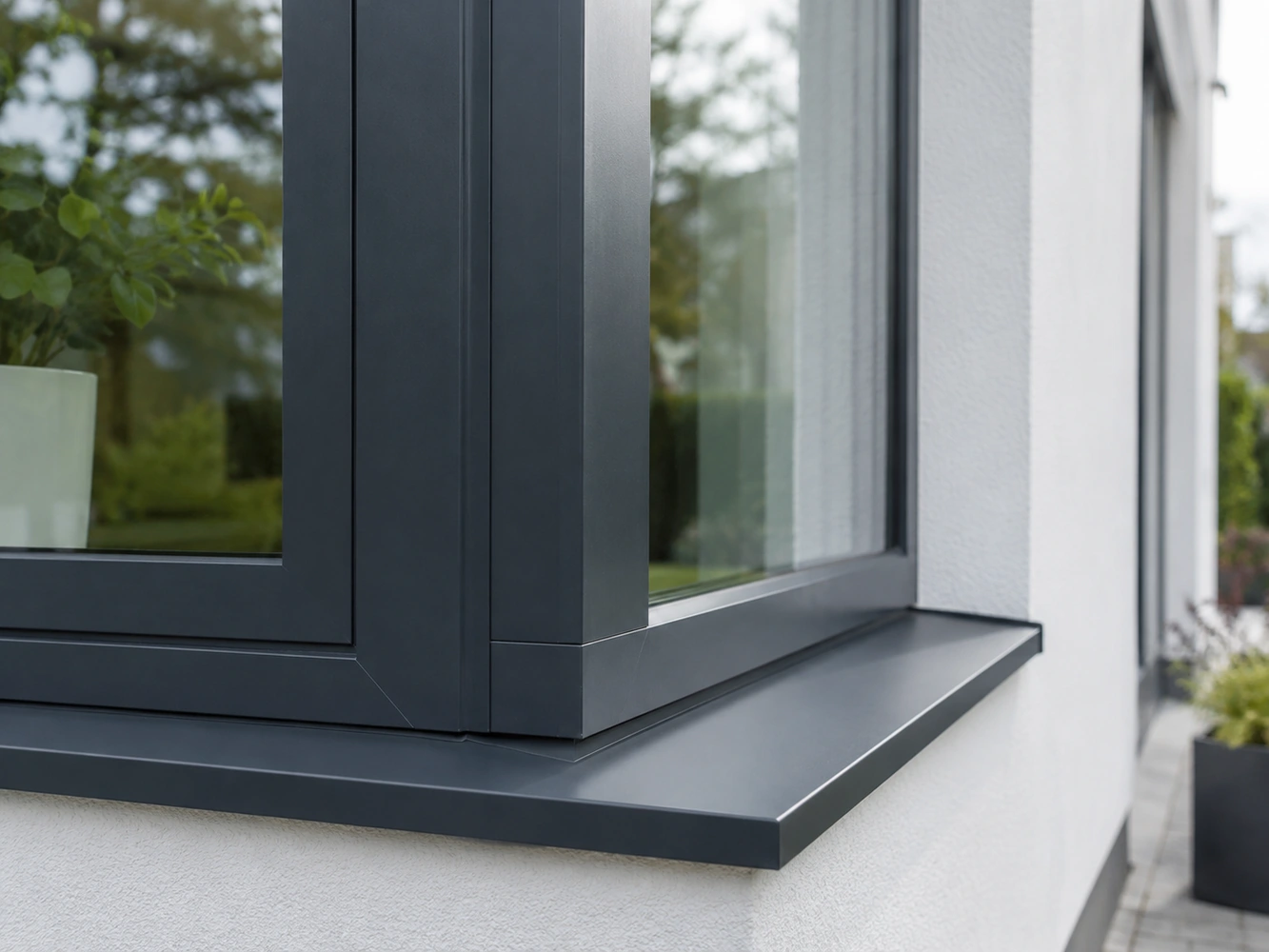 Fensterrahmen und Glasdetail